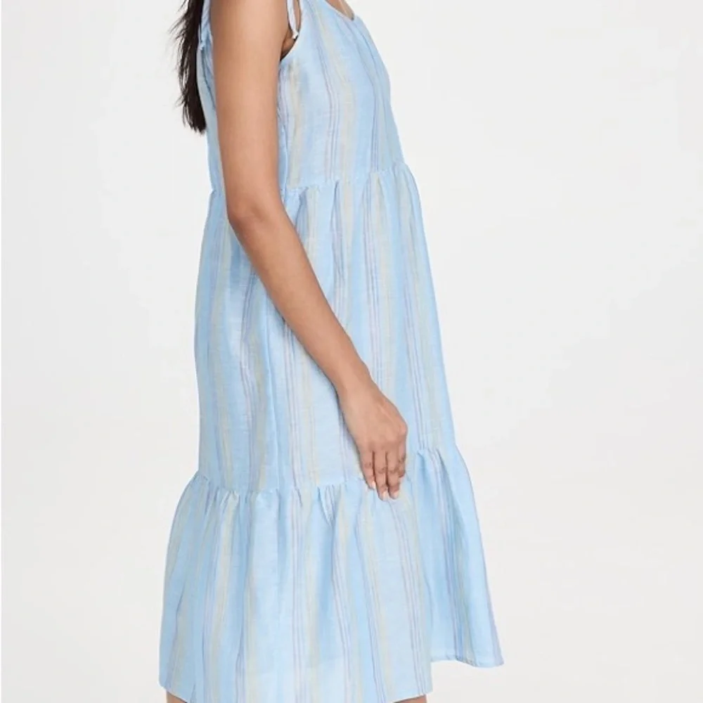 Else Patmos Blue Slip Dress NWT Medium Linen Cotton Striped Sleeveless Midi